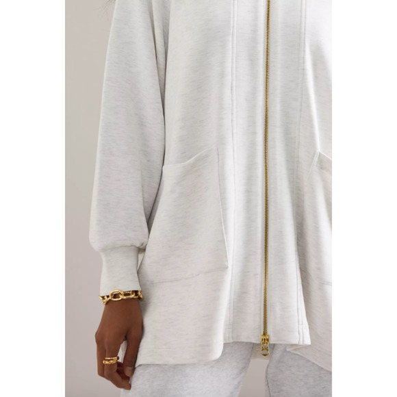 VARLEY Augusta Zip Through Cardigan Crew Neck Raglan Sleeve Oversized XS Gray - Picture 10 of 11